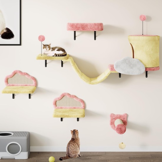 YITAHOME 11-Piece Stable Climbing Wall Cat Set Made of Flannel, Cat Furniture with Cat House, Cat Scratching Board, Cat Hanging Bridge, Cat Bed, Sisal Column for Cats, Sleeping, Playing, Lounging YITAHOME 11-Piece Stable Climbing Wall Cat Set Made of Flannel, Cat Furniture with Cat House, Cat Scratching Board, Cat Hanging Bridge, Cat Bed, Sisal Column for Cats, Sleeping, Playing, Lounging
