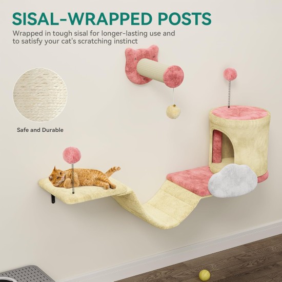 YITAHOME 11-Piece Stable Climbing Wall Cat Set Made of Flannel, Cat Furniture with Cat House, Cat Scratching Board, Cat Hanging Bridge, Cat Bed, Sisal Column for Cats, Sleeping, Playing, Lounging YITAHOME 11-Piece Stable Climbing Wall Cat Set Made of Flannel, Cat Furniture with Cat House, Cat Scratching Board, Cat Hanging Bridge, Cat Bed, Sisal Column for Cats, Sleeping, Playing, Lounging