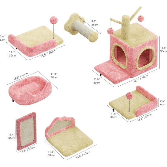 YITAHOME 11-Piece Stable Climbing Wall Cat Set Made of Flannel, Cat Furniture with Cat House, Cat Scratching Board, Cat Hanging Bridge, Cat Bed, Sisal Column for Cats, Sleeping, Playing, Lounging YITAHOME 11-Piece Stable Climbing Wall Cat Set Made of Flannel, Cat Furniture with Cat House, Cat Scratching Board, Cat Hanging Bridge, Cat Bed, Sisal Column for Cats, Sleeping, Playing, Lounging