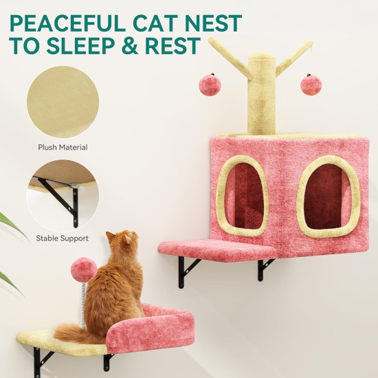 YITAHOME 11-Piece Stable Climbing Wall Cat Set Made of Flannel, Cat Furniture with Cat House, Cat Scratching Board, Cat Hanging Bridge, Cat Bed, Sisal Column for Cats, Sleeping, Playing, Lounging YITAHOME 11-Piece Stable Climbing Wall Cat Set Made of Flannel, Cat Furniture with Cat House, Cat Scratching Board, Cat Hanging Bridge, Cat Bed, Sisal Column for Cats, Sleeping, Playing, Lounging