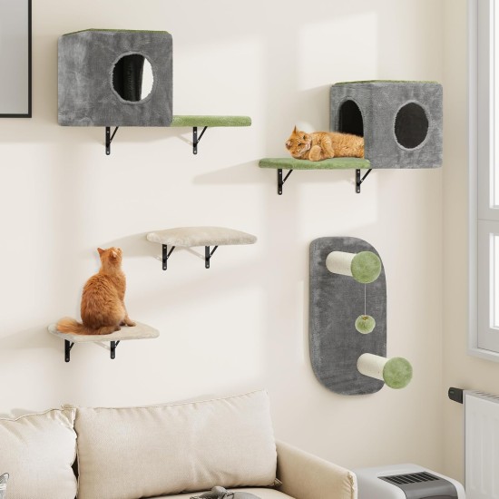 YITAHOME 11-Piece Stable Climbing Wall Cat Set Made of Flannel, Cat Furniture with Cat House, Cat Scratching Board, Cat Hanging Bridge, Cat Bed, Sisal Column for Cats, Sleeping, Playing, Lounging YITAHOME 11-Piece Stable Climbing Wall Cat Set Made of Flannel, Cat Furniture with Cat House, Cat Scratching Board, Cat Hanging Bridge, Cat Bed, Sisal Column for Cats, Sleeping, Playing, Lounging