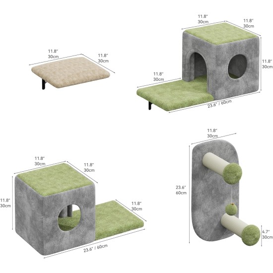 YITAHOME 11-Piece Stable Climbing Wall Cat Set Made of Flannel, Cat Furniture with Cat House, Cat Scratching Board, Cat Hanging Bridge, Cat Bed, Sisal Column for Cats, Sleeping, Playing, Lounging YITAHOME 11-Piece Stable Climbing Wall Cat Set Made of Flannel, Cat Furniture with Cat House, Cat Scratching Board, Cat Hanging Bridge, Cat Bed, Sisal Column for Cats, Sleeping, Playing, Lounging