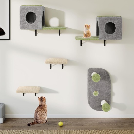 YITAHOME 11-Piece Stable Climbing Wall Cat Set Made of Flannel, Cat Furniture with Cat House, Cat Scratching Board, Cat Hanging Bridge, Cat Bed, Sisal Column for Cats, Sleeping, Playing, Lounging YITAHOME 11-Piece Stable Climbing Wall Cat Set Made of Flannel, Cat Furniture with Cat House, Cat Scratching Board, Cat Hanging Bridge, Cat Bed, Sisal Column for Cats, Sleeping, Playing, Lounging