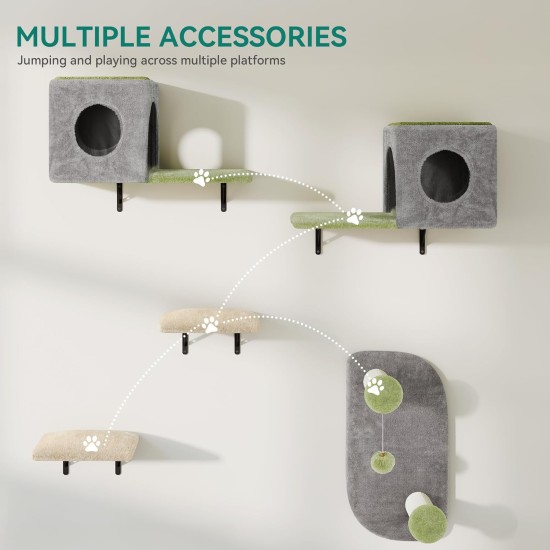 YITAHOME 11-Piece Stable Climbing Wall Cat Set Made of Flannel, Cat Furniture with Cat House, Cat Scratching Board, Cat Hanging Bridge, Cat Bed, Sisal Column for Cats, Sleeping, Playing, Lounging YITAHOME 11-Piece Stable Climbing Wall Cat Set Made of Flannel, Cat Furniture with Cat House, Cat Scratching Board, Cat Hanging Bridge, Cat Bed, Sisal Column for Cats, Sleeping, Playing, Lounging