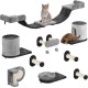 YITAHOME 11-Piece Stable Climbing Wall Cat Set Made of Flannel, Cat Furniture with Cat House, Cat Scratching Board, Cat Hanging Bridge, Cat Bed, Sisal Column for Cats, Sleeping, Playing, Lounging YITAHOME 11-Piece Stable Climbing Wall Cat Set Made of Flannel, Cat Furniture with Cat House, Cat Scratching Board, Cat Hanging Bridge, Cat Bed, Sisal Column for Cats, Sleeping, Playing, Lounging