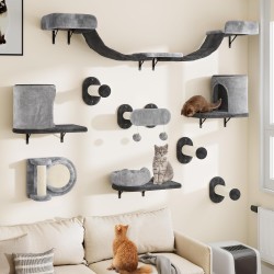 YITAHOME 11-Piece Stable Climbing Wall Cat Set Made of Flannel, Cat Furniture with Cat House, Cat Scratching Board, Cat Hanging Bridge, Cat Bed, Sisal Column for Cats, Sleeping, Playing, Lounging YITAHOME 11-Piece Stable Climbing Wall Cat Set Made of Flannel, Cat Furniture with Cat House, Cat Scratching Board, Cat Hanging Bridge, Cat Bed, Sisal Column for Cats, Sleeping, Playing, Lounging