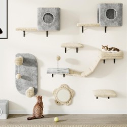 YITAHOME 8-Piece Stable Climbing Wall Cat Set Made of Flannel, Cat Furniture with Cat House, Cat Bed, Cat Scratching Board, Cat Hanging Bridge, Sisal Column for Cats, Sleeping, Playing, Lounging YITAHOME 8-Piece Stable Climbing Wall Cat Set Made of Flannel, Cat Furniture with Cat House, Cat Bed, Cat Scratching Board, Cat Hanging Bridge, Sisal Column for Cats, Sleeping, Playing, Lounging