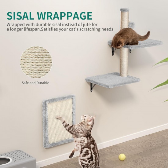 YITAHOME 8 Pieces Cat Climbing Wall Set, Sturdy Plush Climbing Device for Cats, Cat Climbing Frame, Play Towers with Scratching Posts, Cat House, Cat Bridge, Cat Stairs and Hanging Ball, Light Grey YITAHOME 8 Pieces Cat Climbing Wall Set, Sturdy Plush Climbing Device for Cats, Cat Climbing Frame, Play Towers with Scratching Posts, Cat House, Cat Bridge, Cat Stairs and Hanging Ball, Light Grey