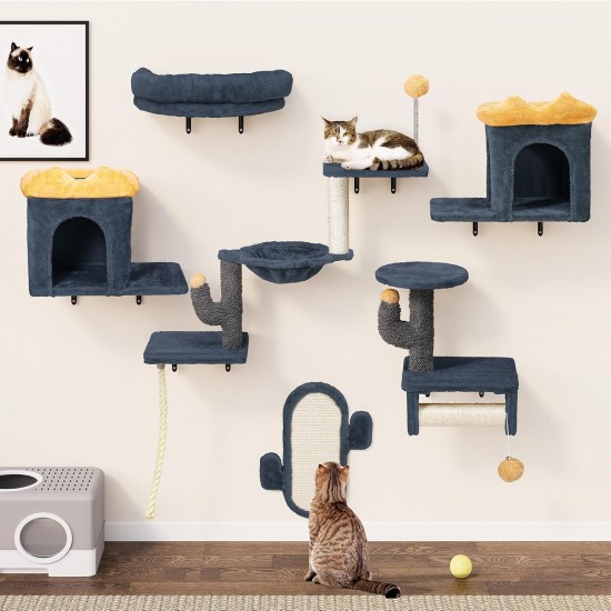 YITAHOME 8 Pieces Cat Climbing Wall Set, Sturdy Plush Climbing Device for Cats, Cat Climbing Frame, Play Towers with Scratching Posts, Cat House, Cat Bridge, Cat Stairs and Hanging Ball, Light Grey YITAHOME 8 Pieces Cat Climbing Wall Set, Sturdy Plush Climbing Device for Cats, Cat Climbing Frame, Play Towers with Scratching Posts, Cat House, Cat Bridge, Cat Stairs and Hanging Ball, Light Grey