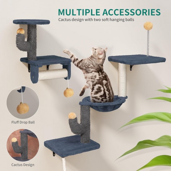 YITAHOME 8 Pieces Cat Climbing Wall Set, Sturdy Plush Climbing Device for Cats, Cat Climbing Frame, Play Towers with Scratching Posts, Cat House, Cat Bridge, Cat Stairs and Hanging Ball, Light Grey YITAHOME 8 Pieces Cat Climbing Wall Set, Sturdy Plush Climbing Device for Cats, Cat Climbing Frame, Play Towers with Scratching Posts, Cat House, Cat Bridge, Cat Stairs and Hanging Ball, Light Grey