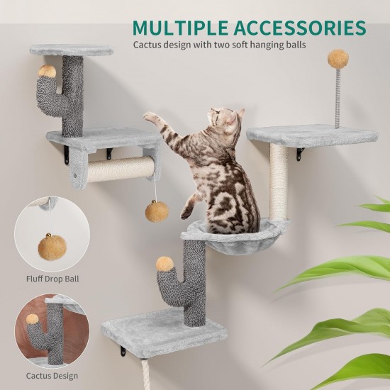 YITAHOME 8 Pieces Cat Climbing Wall Set, Sturdy Plush Climbing Device for Cats, Cat Climbing Frame, Play Towers with Scratching Posts, Cat House, Cat Bridge, Cat Stairs and Hanging Ball, Light Grey YITAHOME 8 Pieces Cat Climbing Wall Set, Sturdy Plush Climbing Device for Cats, Cat Climbing Frame, Play Towers with Scratching Posts, Cat House, Cat Bridge, Cat Stairs and Hanging Ball, Light Grey