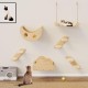 YITAHOME Climbing Wall Cat Set Made of Wood, 5-Piece Sturdy Cat Furniture with Cat House, Cat Bed, Platform, Sisal Column, Cat Suspension Bridge, for Cat Sleeping, Playing, Lounging YITAHOME Climbing Wall Cat Set Made of Wood, 5-Piece Sturdy Cat Furniture with Cat House, Cat Bed, Platform, Sisal Column, Cat Suspension Bridge, for Cat Sleeping, Playing, Lounging