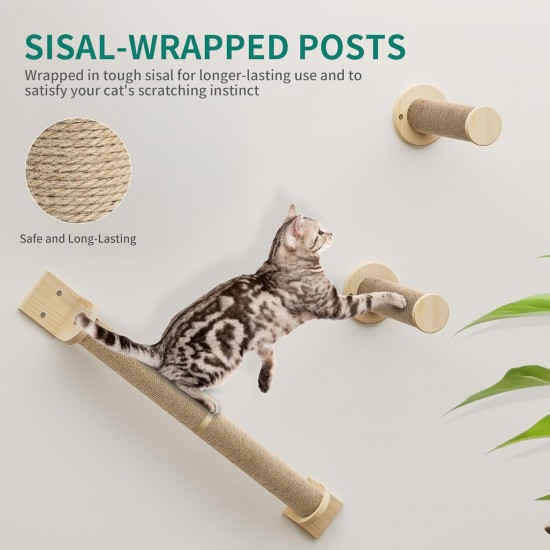 YITAHOME Climbing Wall Cat Set Made of Wood, 5-Piece Sturdy Cat Furniture with Cat House, Cat Bed, Platform, Sisal Column, Cat Suspension Bridge, for Cat Sleeping, Playing, Lounging YITAHOME Climbing Wall Cat Set Made of Wood, 5-Piece Sturdy Cat Furniture with Cat House, Cat Bed, Platform, Sisal Column, Cat Suspension Bridge, for Cat Sleeping, Playing, Lounging