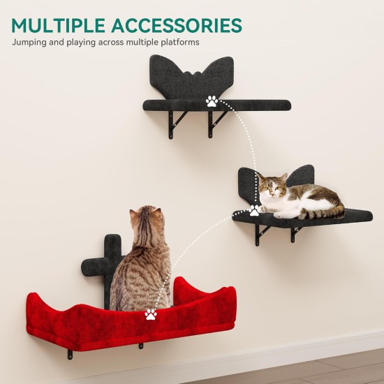 YITAHOME Gothic Climbing Wall Cat Set Made of Flannel, 5-Piece Sturdy Cat Furniture with Cat House, Cat Bed, Cat Hammock, Sisal Column with Spider for Cats, Sleeping, Playing, Lounging YITAHOME Gothic Climbing Wall Cat Set Made of Flannel, 5-Piece Sturdy Cat Furniture with Cat House, Cat Bed, Cat Hammock, Sisal Column with Spider for Cats, Sleeping, Playing, Lounging