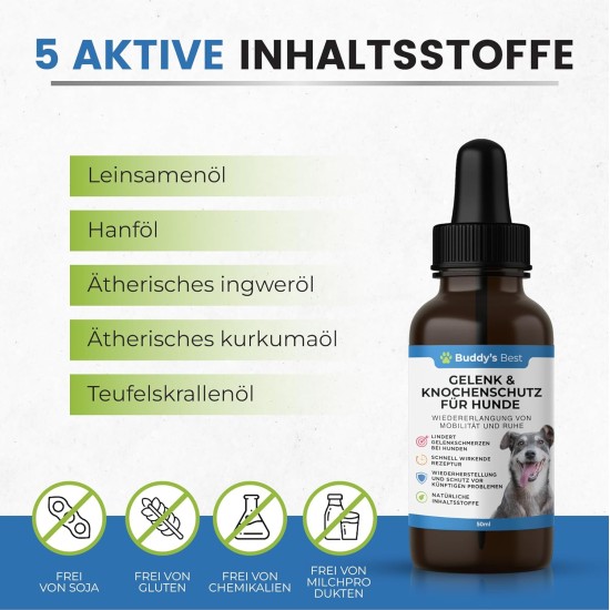 BUDDY'S Best 50 ml Joint & Bone Protection for Dogs - Pain Relief for Dogs - Joints Dog - Pain Relief Dog Joints - Joint Care Dog BUDDY'S Best 50 ml Joint & Bone Protection for Dogs - Pain Relief for Dogs - Joints Dog - Pain Relief Dog Joints - Joint Care Dog