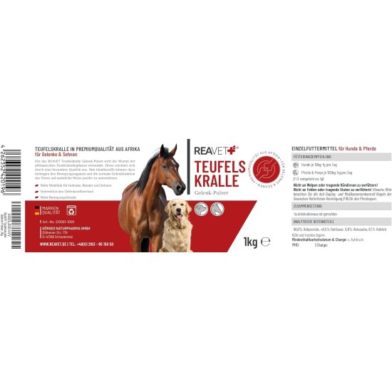 Devil's Claw Powder for Dogs and Horses, 1 kg, Natural Joint Powder to Support Joints & Mobility, No Artificial Additives from Pure Devil's Claw Root Devil's Claw Powder for Dogs and Horses, 1 kg, Natural Joint Powder to Support Joints & Mobility, No Artificial Additives from Pure Devil's Claw Root