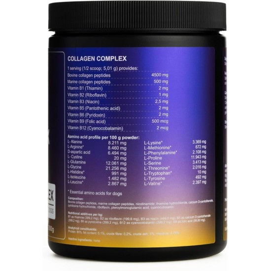 Dr. Flex Vitamin B Complex for Dogs - With B1, B2, B3, B5, B9 & B12 - 300 g Collagen Powder with 4500 mg Bovine Collagen & 500 mg Marine Collagen Type I, II & III - Joints, Vitality, Nerve Dr. Flex Vitamin B Complex for Dogs - With B1, B2, B3, B5, B9 & B12 - 300 g Collagen Powder with 4500 mg Bovine Collagen & 500 mg Marine Collagen Type I, II & III - Joints, Vitality, Nerve