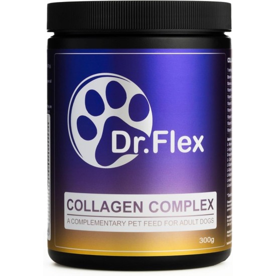 Dr. Flex Vitamin B Complex for Dogs - With B1, B2, B3, B5, B9 & B12 - 300 g Collagen Powder with 4500 mg Bovine Collagen & 500 mg Marine Collagen Type I, II & III - Joints, Vitality, Nerve