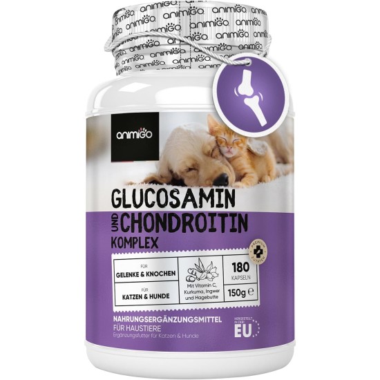 Glucosamine Chondroitin Complex - 180 Capsules - Cartilage Building, Joints & Bones - Joint Capsules Dogs & Cats - With Turmeric, Ginger, Vitamin C - Alternative to Joint Tablets, Green-lipped Mussel Glucosamine Chondroitin Complex - 180 Capsules - Cartilage Building, Joints & Bones - Joint Capsules Dogs & Cats - With Turmeric, Ginger, Vitamin C - Alternative to Joint Tablets, Green-lipped Mussel