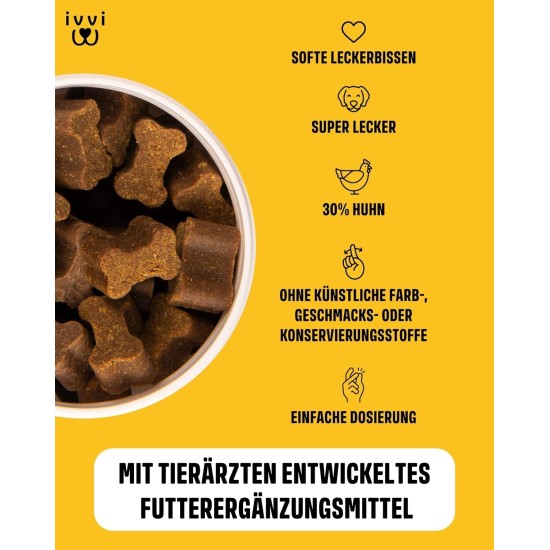 Hip & Joint - Highly Concentrated Joint Tablets for Dogs as Treats with Green-Lipped Mussel Dog, Glucosamine, Chondroitin & MSM - 60 Delicious Snacks (270 g) with Chicken Hip & Joint - Highly Concentrated Joint Tablets for Dogs as Treats with Green-Lipped Mussel Dog, Glucosamine, Chondroitin & MSM - 60 Delicious Snacks (270 g) with Chicken