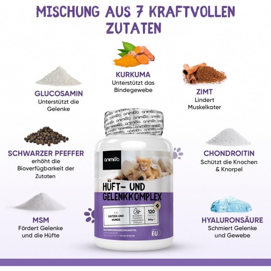 Joint Complex Treats for Dogs – Vitamin Tablets with Glucosamine & Chondroitin, for Small & Large Animals, Joint Tablets Active Flex Plus, Anti Pain Capsules for Dogs – 60 Chews Joint Complex Treats for Dogs – Vitamin Tablets with Glucosamine & Chondroitin, for Small & Large Animals, Joint Tablets Active Flex Plus, Anti Pain Capsules for Dogs – 60 Chews