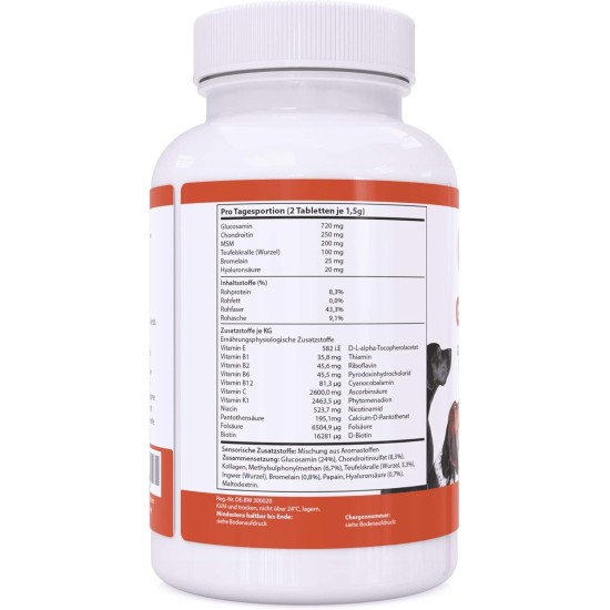 Joint Plus - Joint Tablets for Dogs: Devil's Claw, Methylsulfonylmethane (MSM), Chondroitin, Glucosamine, Collagen, Vitamin B, etc. Pack of 120 Joint Plus - Joint Tablets for Dogs: Devil's Claw, Methylsulfonylmethane (MSM), Chondroitin, Glucosamine, Collagen, Vitamin B, etc. Pack of 120