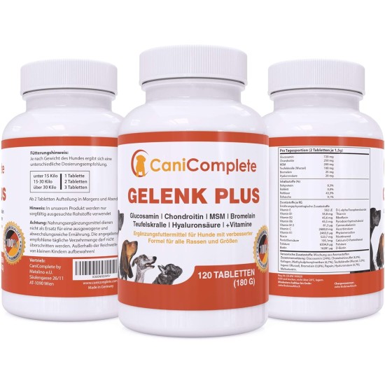 Joint Plus - Joint Tablets for Dogs: Devil's Claw, Methylsulfonylmethane (MSM), Chondroitin, Glucosamine, Collagen, Vitamin B, etc. Pack of 120 Joint Plus - Joint Tablets for Dogs: Devil's Claw, Methylsulfonylmethane (MSM), Chondroitin, Glucosamine, Collagen, Vitamin B, etc. Pack of 120