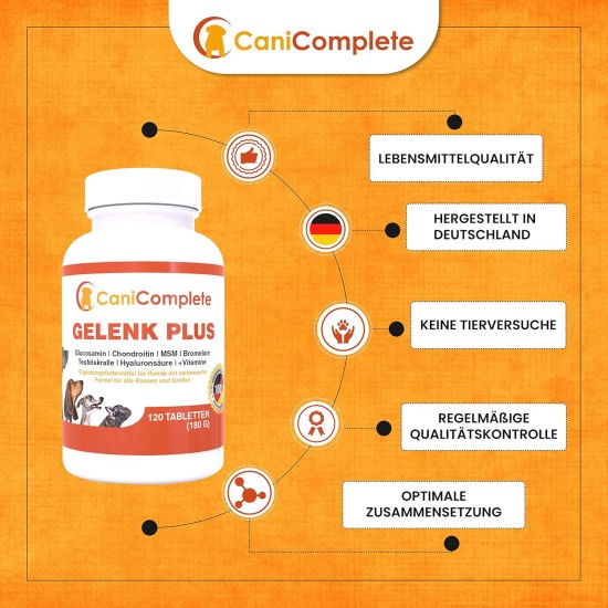 Joint Plus - Joint Tablets for Dogs: Devil's Claw, Methylsulfonylmethane (MSM), Chondroitin, Glucosamine, Collagen, Vitamin B, etc. Pack of 120 Joint Plus - Joint Tablets for Dogs: Devil's Claw, Methylsulfonylmethane (MSM), Chondroitin, Glucosamine, Collagen, Vitamin B, etc. Pack of 120