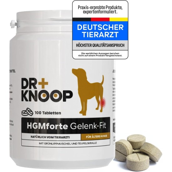 Joint Tablets Dog - Especially for Older Smaller Dogs, 100 Days for 5 kg Dog, Devil's Claw + Green-lipped Mussel + Glucosamine, Pack of 100, by Veterinarian Dr. Knoop, High Acceptance Joint Tablets Dog - Especially for Older Smaller Dogs, 100 Days for 5 kg Dog, Devil's Claw + Green-lipped Mussel + Glucosamine, Pack of 100, by Veterinarian Dr. Knoop, High Acceptance