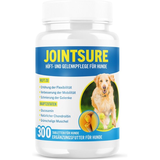 Joint Tablets Dog Premium Joint Capsules, 300 Tablets with Glucosamine, Joint Powder & Green-Lipped Mussels, for Improved Mobility & Joint Health in Dogs Joint Tablets Dog Premium Joint Capsules, 300 Tablets with Glucosamine, Joint Powder & Green-Lipped Mussels, for Improved Mobility & Joint Health in Dogs