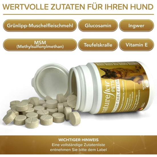 Joint Tablets for Dogs, Made in Germany with Green-Lipped Mussel, MSM and Devil's Claw, No Capsules, High Acceptance Joint Tablets for Dogs, Pack of 100 Joint Tablets for Dogs, Made in Germany with Green-Lipped Mussel, MSM and Devil's Claw, No Capsules, High Acceptance Joint Tablets for Dogs, Pack of 100