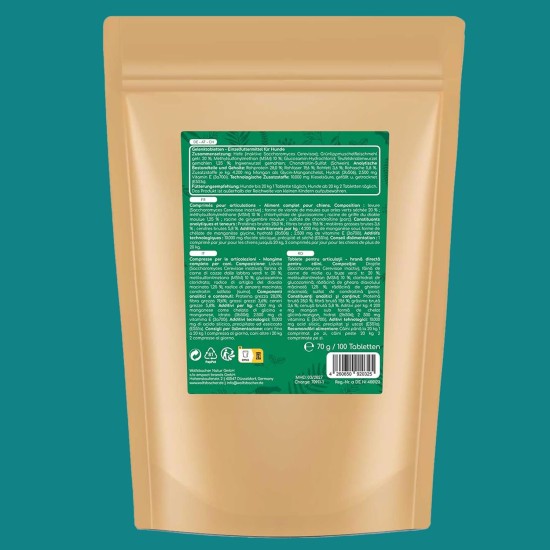 Joint Tablets for Dogs with Green-Lipped Mussel, Pack of 100, Made in Germany, Highly Concentrated, Easy to Feed, High Acceptance, Devil's Claw, MSM and Glucosamine Joint Tablets for Dogs with Green-Lipped Mussel, Pack of 100, Made in Germany, Highly Concentrated, Easy to Feed, High Acceptance, Devil's Claw, MSM and Glucosamine