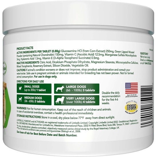 Lintbells YuMOVE Dog Joint Supplement for Stiff Dogs - 120 Tablets Lintbells YuMOVE Dog Joint Supplement for Stiff Dogs - 120 Tablets