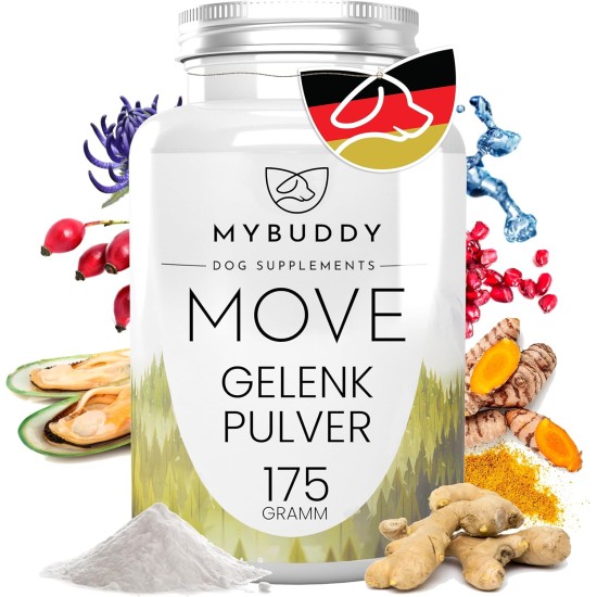 MYBUDDY Move Joint Tablets Dog with Green-Lipped Mussel MSM Devil's Claw Hyaluronic Yeast Glucosamine Curcuma Ginger for All Breeds Dietary Supplement for Dogs Made in Germany MYBUDDY Move Joint Tablets Dog with Green-Lipped Mussel MSM Devil's Claw Hyaluronic Yeast Glucosamine Curcuma Ginger for All Breeds Dietary Supplement for Dogs Made in Germany