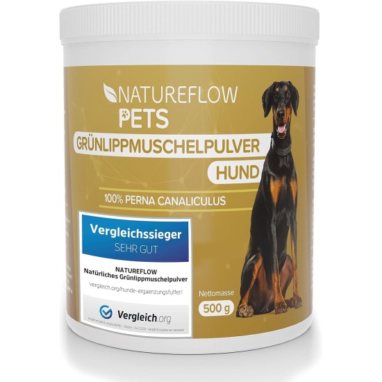 Natural Green-Lipped Mussel Powder For Dogs To Support Joint Functions, Green-Lipped Mussel Extract With High Level of Acceptance Among All Dogs, 500 g Natural Green-Lipped Mussel Powder For Dogs To Support Joint Functions, Green-Lipped Mussel Extract With High Level of Acceptance Among All Dogs, 500 g