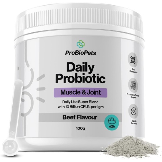 Probiotic Joint and Muscle Powder for Dogs - 100g - Comfortable Movement - Joint Preparations for Dogs - Glucosamine, Hip and Joint Care - Pain Relieving Joint Aid for Dogs - 10 Mi Probiotic Joint and Muscle Powder for Dogs - 100g - Comfortable Movement - Joint Preparations for Dogs - Glucosamine, Hip and Joint Care - Pain Relieving Joint Aid for Dogs - 10 Mi