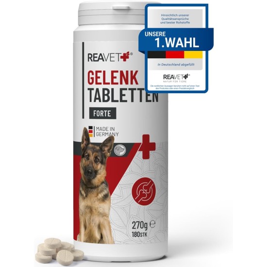ReaVET Joint Tablets Dog I 120 Pieces for 8 Months I Joint Tablets for Dogs with Green-Lipped Mussel I For New Joy of Movement I Joint Tablets Dog ReaVET Joint Tablets Dog I 120 Pieces for 8 Months I Joint Tablets for Dogs with Green-Lipped Mussel I For New Joy of Movement I Joint Tablets Dog