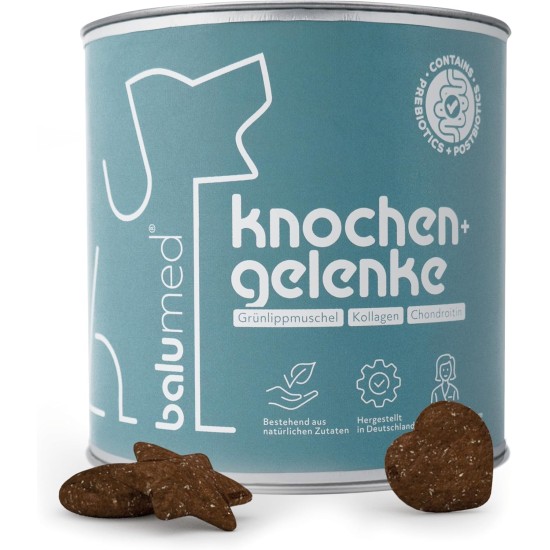 Snacks Bones and Joints Highly Concentrated with Green-Lipped Mussel for Dogs, Treats with Prebiotics, Postbiotics, Brewer's Yeast, Devil's Claw, Chondroitin & Collagen, Vitamins E + B, 325 g