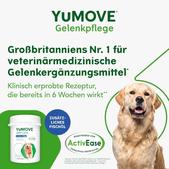 Yumove Lintbells Adult Senior Dog | Hip and Joint Supplement for Stiff Adult Dogs with Glucosamine, Chondroitin, Green-Lipped Mussel | 9+ | 120 Tablets Yumove Lintbells Adult Senior Dog | Hip and Joint Supplement for Stiff Adult Dogs with Glucosamine, Chondroitin, Green-Lipped Mussel | 9+ | 120 Tablets