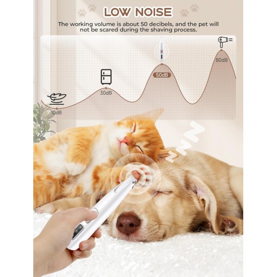 4 in 1 Paw Trimmer for Dogs with LED, Dog Paw Trimmer for with LED, Wireless Dog Paw Trimmer Super Quiet, Pet Shaver for Paws, Face, Body, Oreilles, Visage, Corps 4 in 1 Paw Trimmer for Dogs with LED, Dog Paw Trimmer for with LED, Wireless Dog Paw Trimmer Super Quiet, Pet Shaver for Paws, Face, Body, Oreilles, Visage, Corps