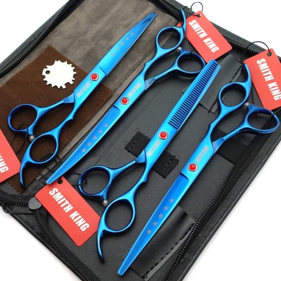 7 Inch Dog Grooming Scissors Set Dog Straight Scissors & Thinning Scissors & Curved Scissors Set of 4 7 Inch Dog Grooming Scissors Set Dog Straight Scissors & Thinning Scissors & Curved Scissors Set of 4