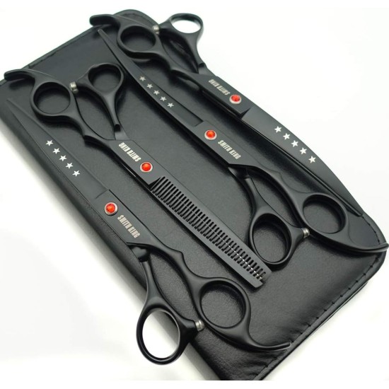 7 Inch Dog Grooming Scissors Set Dog Straight Scissors & Thinning Scissors & Curved Scissors Set of 4 7 Inch Dog Grooming Scissors Set Dog Straight Scissors & Thinning Scissors & Curved Scissors Set of 4