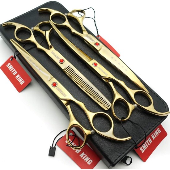 7 Inch Dog Grooming Scissors Set Dog Straight Scissors & Thinning Scissors & Curved Scissors Set of 4 7 Inch Dog Grooming Scissors Set Dog Straight Scissors & Thinning Scissors & Curved Scissors Set of 4