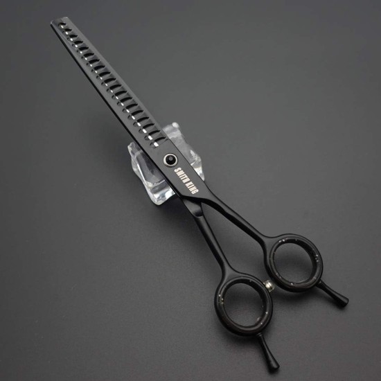 7.0 Inch Professional Dog Grooming Scissors Set Straight & Thinning & Curved & Chunker & Comb 5 Pieces in 1 Set for Left-Handed & Right-Handed Users, Black 7.0 Inch Professional Dog Grooming Scissors Set Straight & Thinning & Curved & Chunker & Comb 5 Pieces in 1 Set for Left-Handed & Right-Handed Users, Black