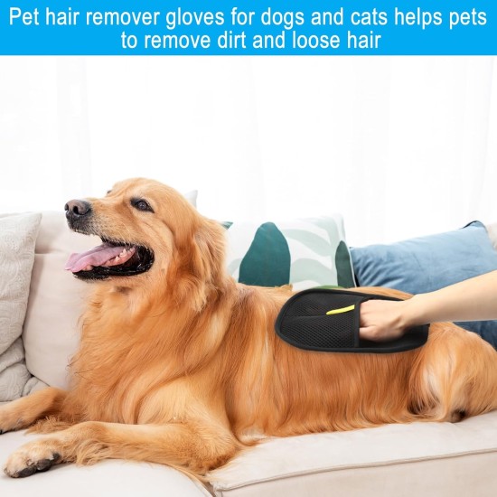 APOMOONS Pack of 2 Double Sided Pet Grooming Gloves, Anti-Static Gloves for Cats and Dogs, Reusable Gloves for Pet Hair Removal, Washing, Hair Removal, Grooming APOMOONS Pack of 2 Double Sided Pet Grooming Gloves, Anti-Static Gloves for Cats and Dogs, Reusable Gloves for Pet Hair Removal, Washing, Hair Removal, Grooming