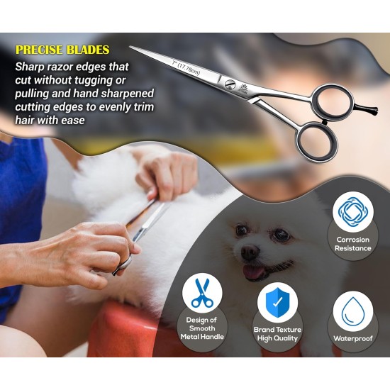 ARSUK Dog Grooming Scissors Straight Pet Hair Cutting Scissors Stainless Steel 4.5 Inches ARSUK Dog Grooming Scissors Straight Pet Hair Cutting Scissors Stainless Steel 4.5 Inches