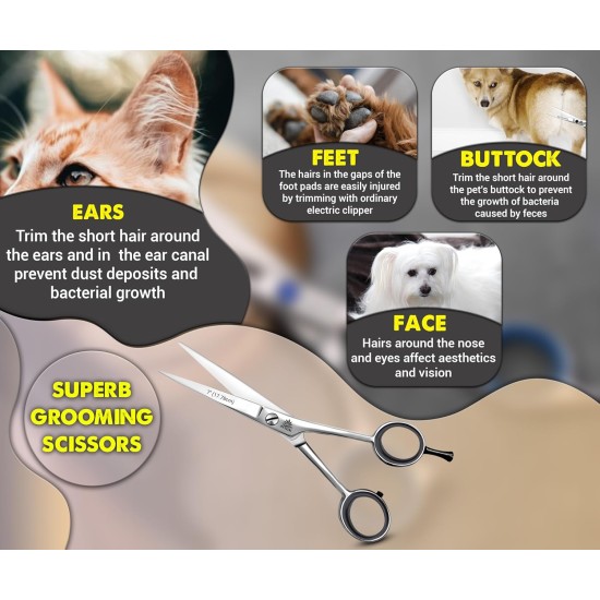 ARSUK Dog Grooming Scissors Straight Pet Hair Cutting Scissors Stainless Steel 4.5 Inches ARSUK Dog Grooming Scissors Straight Pet Hair Cutting Scissors Stainless Steel 4.5 Inches