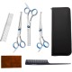 AUSYIWI 7-in-1 Professional Dog Scissors Set, Stainless Steel with Round Safety Tip, Fur Scissors Including Thinning Scissors, Curved, Straight Scissors, Grooming Comb, for Dogs, Cats and Other