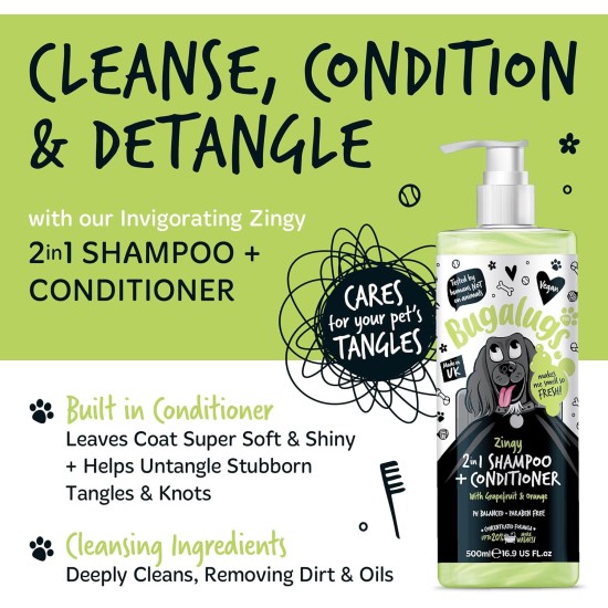 BUGALUGS 2 in 1 Shampoo and Conditioner for Dogs 5L Grapefruit and Orange Citrus Scent Thorough Cleansing and Softness for Sensitive Skin Professional Use Vegan All Types of BUGALUGS 2 in 1 Shampoo and Conditioner for Dogs 5L Grapefruit and Orange Citrus Scent Thorough Cleansing and Softness for Sensitive Skin Professional Use Vegan All Types of