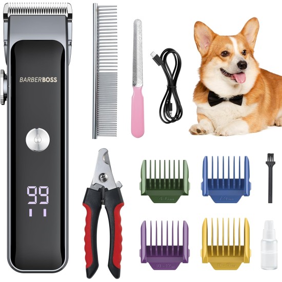 BarberBoss All-in-One Dog Grooming Kit, Professional Dog Clipper for Thick Coat, Wireless Dog Clipper, Cat Clipper for Matted Fur, Dog Trimmer for Grooming, QR-9089 BarberBoss All-in-One Dog Grooming Kit, Professional Dog Clipper for Thick Coat, Wireless Dog Clipper, Cat Clipper for Matted Fur, Dog Trimmer for Grooming, QR-9089